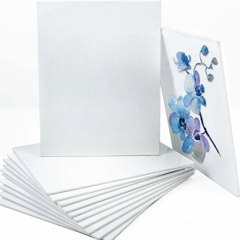 6pcs Canvas Board For Painting Cotton Blank Primed White Suitable For Gouache Watercolor Acrylic Oil Painting 3mm