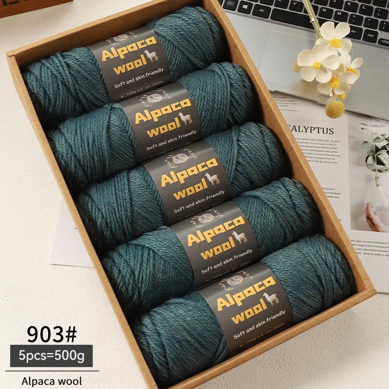 Alpaca Wool Yarn 500g DIY Knitting Kit 245 Stick Needle Thick Warm Yarn