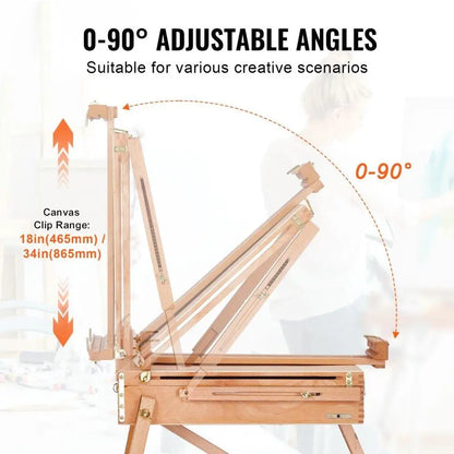 Portable Foldable Canvas Easel with Drawer Beechwood Sketchbox Art Supplies for Office & School Up to 34 Inches