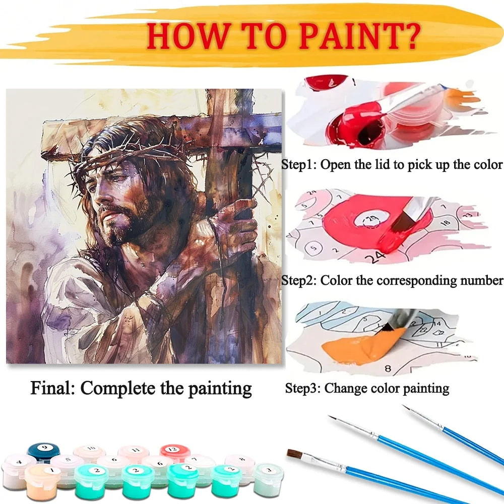 Religious Belief DIY Art Paint By Numbers Kit Hand Painted On Canvas