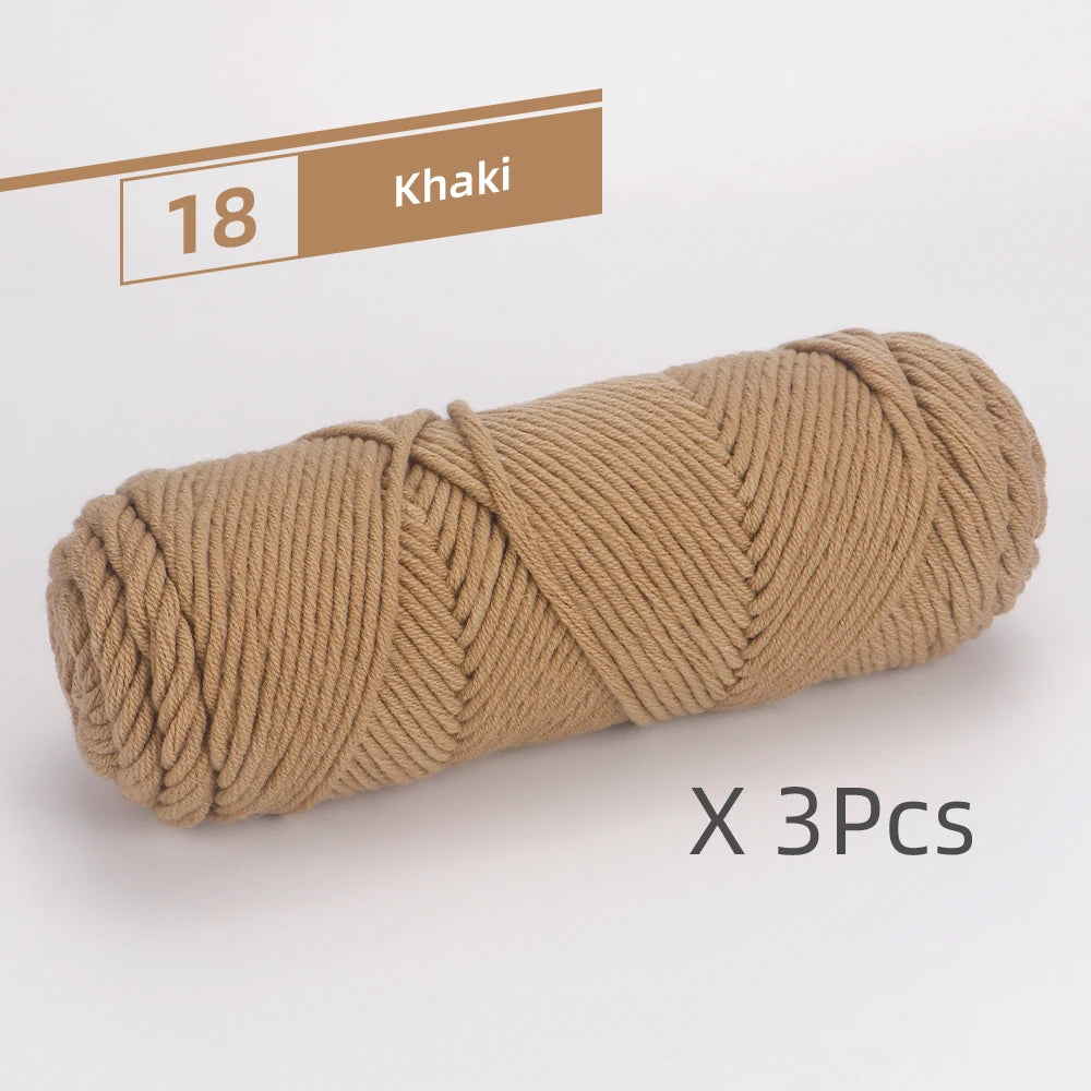 Crochet Knitting Soft Cotton Yarn, Hypoallergenic Yarn, Pack of 3 Pcs-300g/10.5oz, Light Worsted, Medium Roving for Scarves,Hats