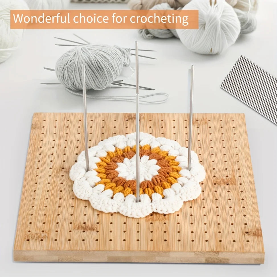 Wooden Crochet Blocking Board Knitting Kit Square Granny Handcrafted Bamboo Reusable