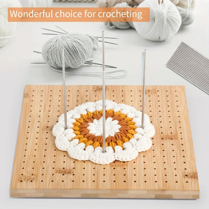 Wooden Crochet Blocking Board Knitting Kit Square Granny Handcrafted Bamboo Reusable
