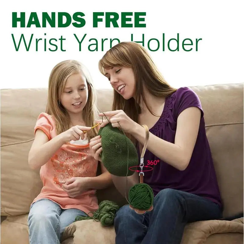 Wrist Wooden Yarn Ball Holder With Wristband Yarn Spinner Stand For Preventing Yarn Entanglement