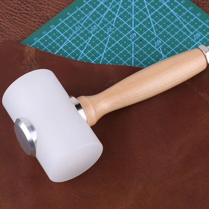 IMZAY 1Pc Professional Leather Carve Wood Handle Nylon Hammer Leathercraft Punch Printing Percussion