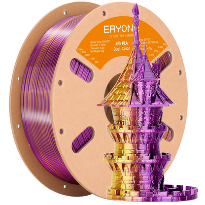 ERYONE PLA Silk Dual Color Premium Filament 3D Print, Diameter:1.75mm, Tolerance:+/-0.03mm,1KG/Spool
