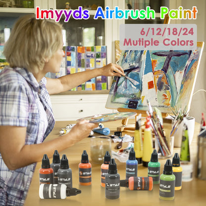 24Colors/Set Airbrush Paint Set, Opaque & Brilliant Acrylic Paint, 1fl Oz, Water Based, Ready To Spray