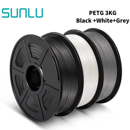 SUNLU PETG 3D Filament 1KG 3 Rolls 1.75mm +/-0.02MM 3D Printing Neatly Wound Vacuum Packing