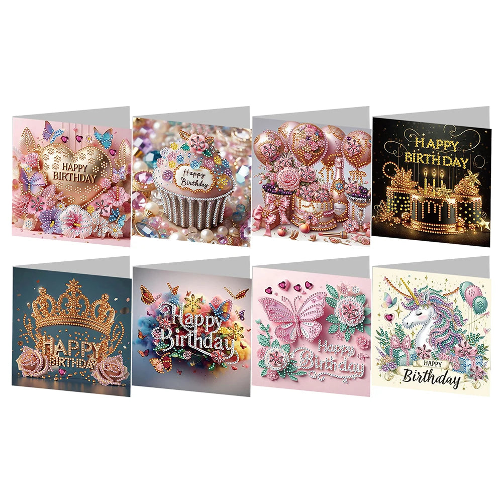 4/6/8/12PCS Diamond Painting Greeting Cards DIY 5D Christmas Collections Festival Cards