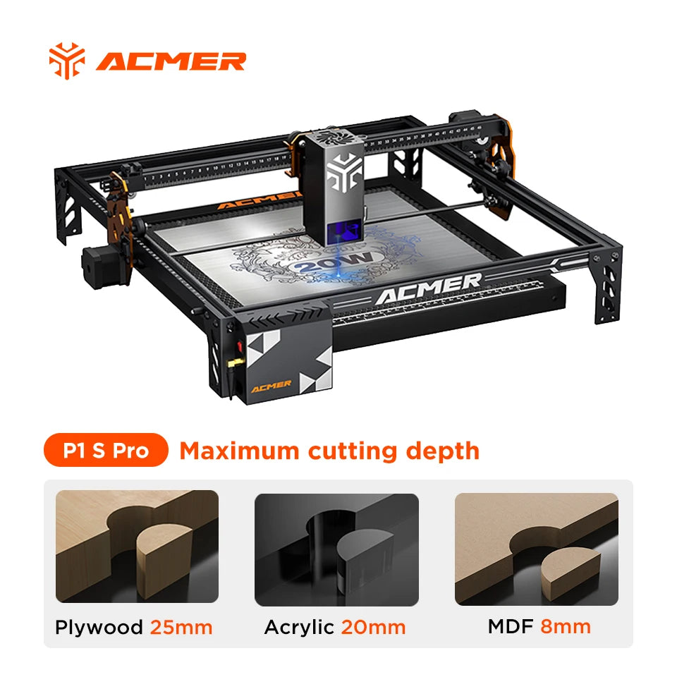 ACMER P1 S Pro 20W 10W 6W Laser Engraver Support WIFI Gyroscope Cutting Machine