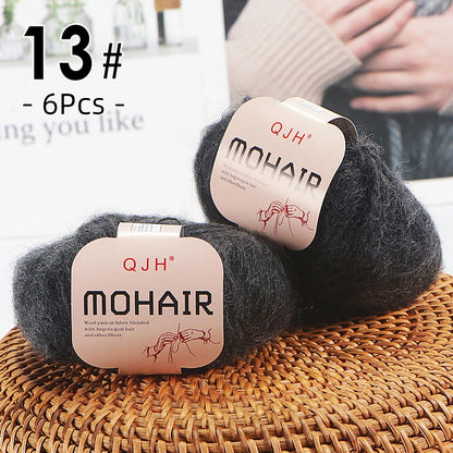 6pcs Soft Mohair Yarn Knitting Angora Yarn for DIY Knitting, Fluffy Lace for Sweater, Scarf, Shawl,25g/pcs