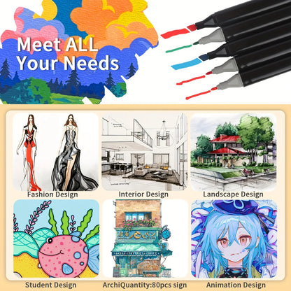 Markers, 80/120/168 Colors Two Color Professional Permanent Sketch Markers