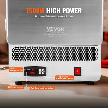 VEVOR Electric Kiln, 1500W Melting Furnace Max Temperature 2192℉/1200℃, Stainless Steel, for Wax Casting, Clay