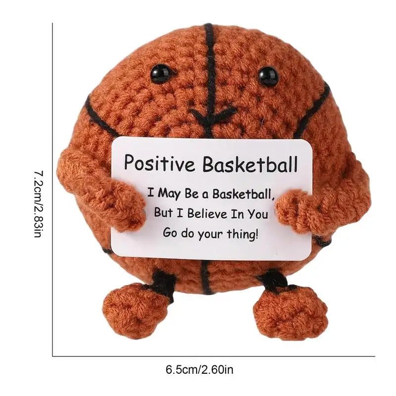 Positive Basketball Creative Handmade Wool Doll With Encouragement Card Knitted