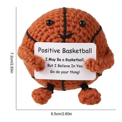 Positive Basketball Creative Handmade Wool Doll With Encouragement Card Knitted