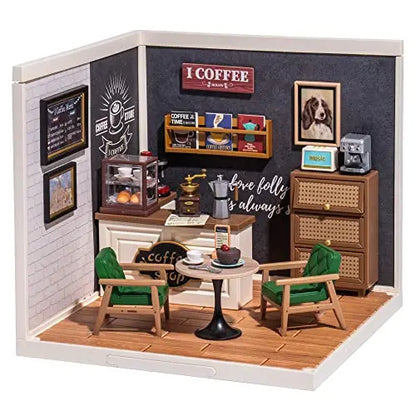 Robotime DIY Miniature Dollhouse Kit with Accessories Model Supply Store Kit with LED