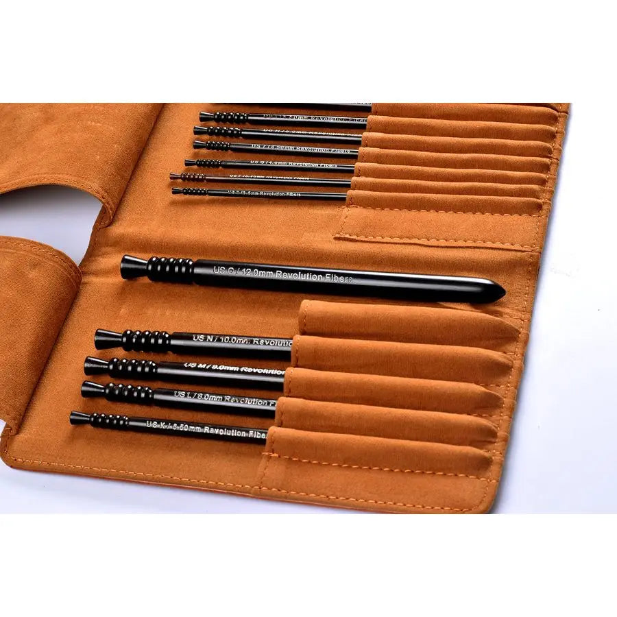 Artisan Ebony Wood Crochet Hooks Set with Leather Carrying Case incl. 13 Crochet Hooks Size US E P Premium Set, Portable