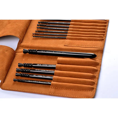 Artisan Ebony Wood Crochet Hooks Set with Leather Carrying Case incl. 13 Crochet Hooks Size US E P Premium Set, Portable