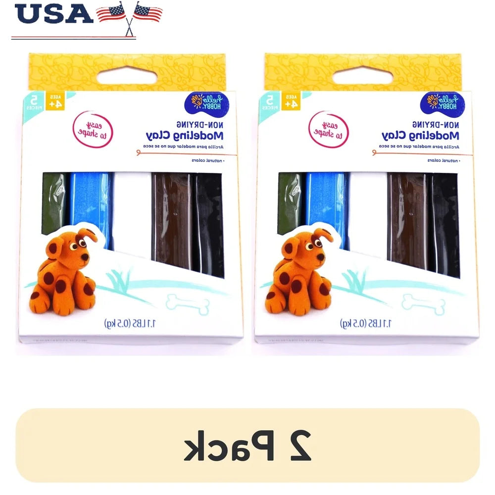 2 Pack Non-Drying Natural Modeling Clay 1 lb Flexible Reusable Ideal Sculpting Claymation Projects