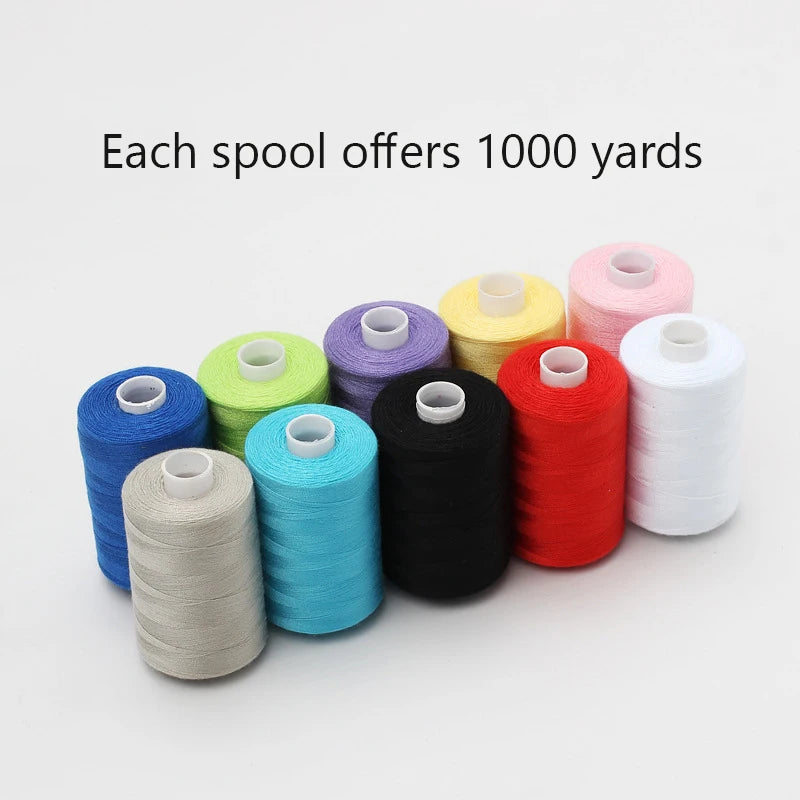 Sewing Thread - 10 Polyester Threads for Hand Stitching, Quilting & Sewing Machine - Set of 1000 yds Per Spool