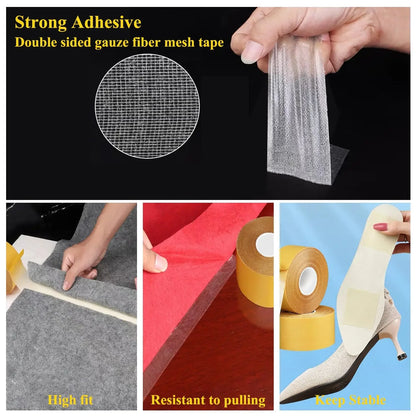3Pack Double sided fabric tape, Super sticky resistance transparent