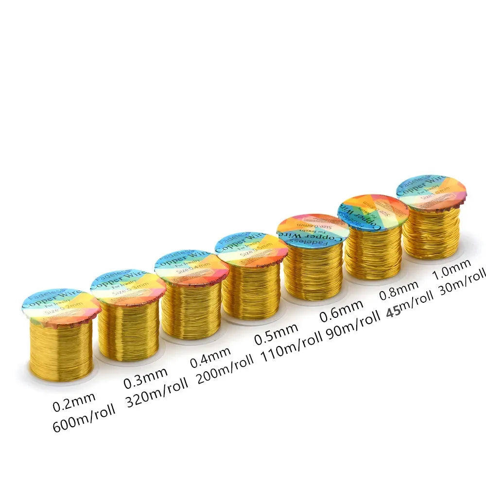 Solid Colorfast Copper Wire Tarnish-Resistant Beading Wire Jewelry Making Accessories 18 to 32 Gauge ( 32Ga/1969 ft )