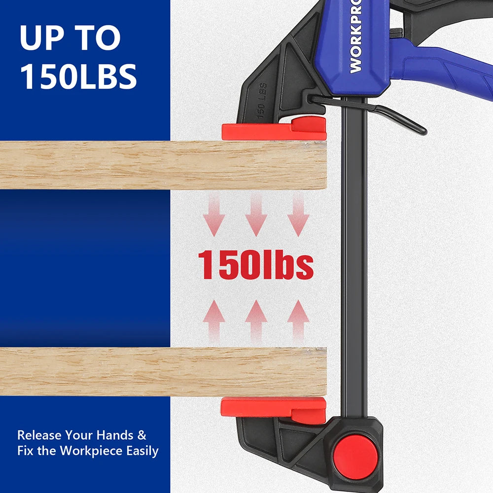 WORKPRO 4 Piece Bar Clamp Set Woodworking Work Bar F Clamp Clip Set 4.5-inch & 6-inch