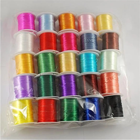 JHNBY 25rolls/Bag 0.8mm Elastic Stretch Fiber Wire Jewelry Making Bracelet Crystal String Cords 10m/roll Mixed Color