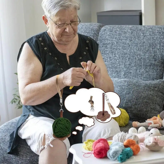 Wrist Wooden Yarn Ball Holder With Wristband Yarn Spinner Stand For Preventing Yarn Entanglement