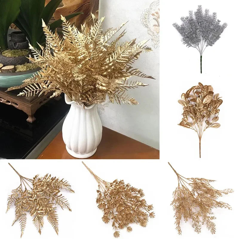 Simulation Leaf Wreath Artificial Plant Gold Silver Artificial Flower