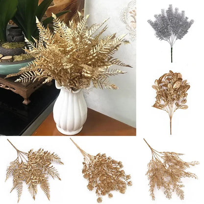 Simulation Leaf Wreath Artificial Plant Gold Silver Artificial Flower