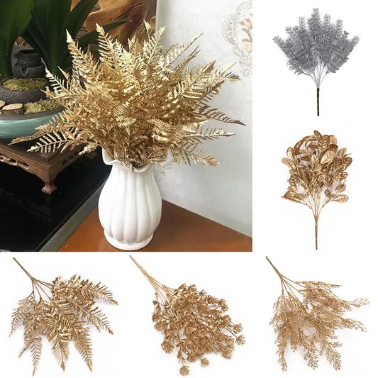 Simulation Leaf Wreath Artificial Plant Gold Silver Artificial Flower