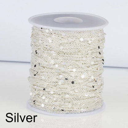 No Fade 2Meters Sequins Chain Necklace Gold Silver Chain Metal Copper Cable Chains