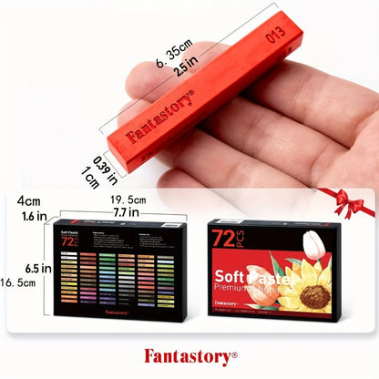 Fantastory 72 Colors Long Soft Chalk Pastels Set, Non-Toxic