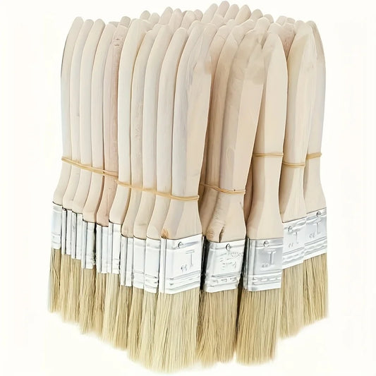 10 pig mane brushes, suitable for art, handicrafts, plastering, painting, glue application, wooden handles