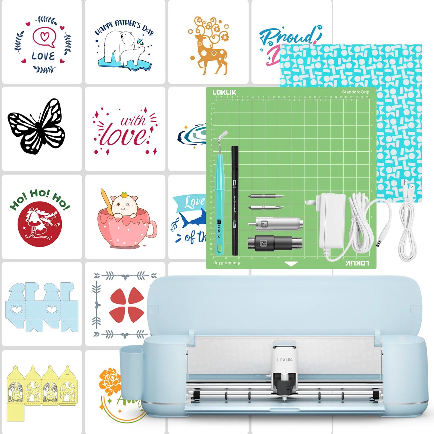 LOKLiK 5 in 1 Vinyl Cutting Machine Smart Cutting Machine Compatible with iOS Android Windows Mac Cuts 100+ Materials