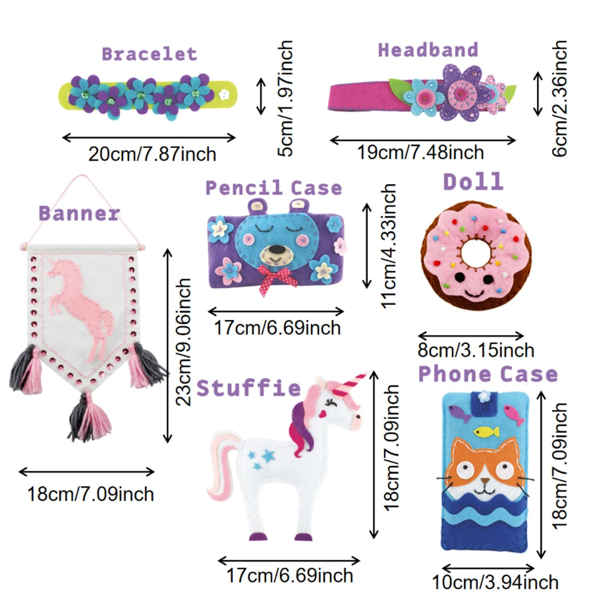 7 pcs DIY Sewing Fabrics Crafts Felt Supplies Kits Sets