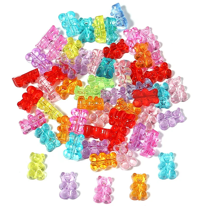10-50pcs Color Bear Acrylic Beads Transparent Cute Gummy Bear Series Bead for Jewelry Making