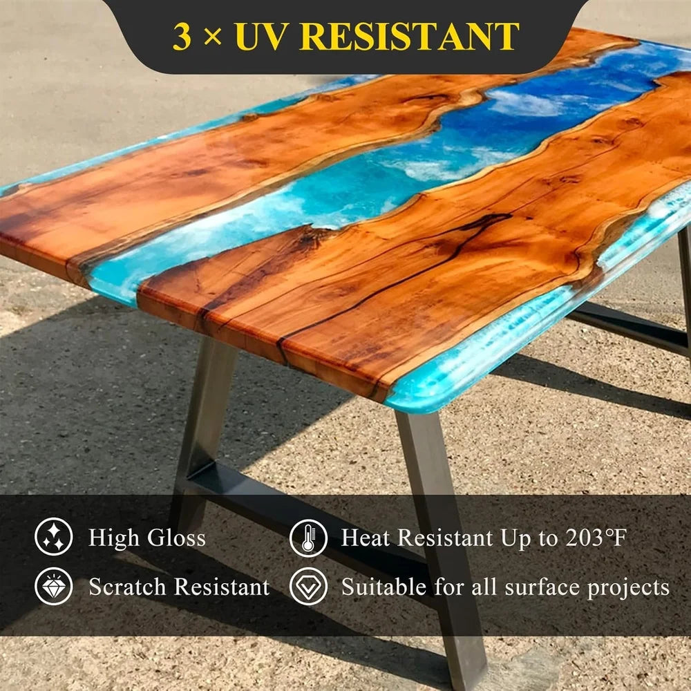 1 Gallon UV Resistant Epoxy Resin Kit No Bubble Crystal Clear DIY Table Tops Jewelry Coasters Casting and Coating Projects