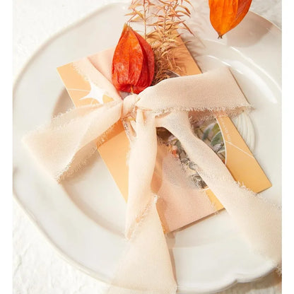 3 Rolls Champagne Chiffon Ribbon Set - Sheer Fabric