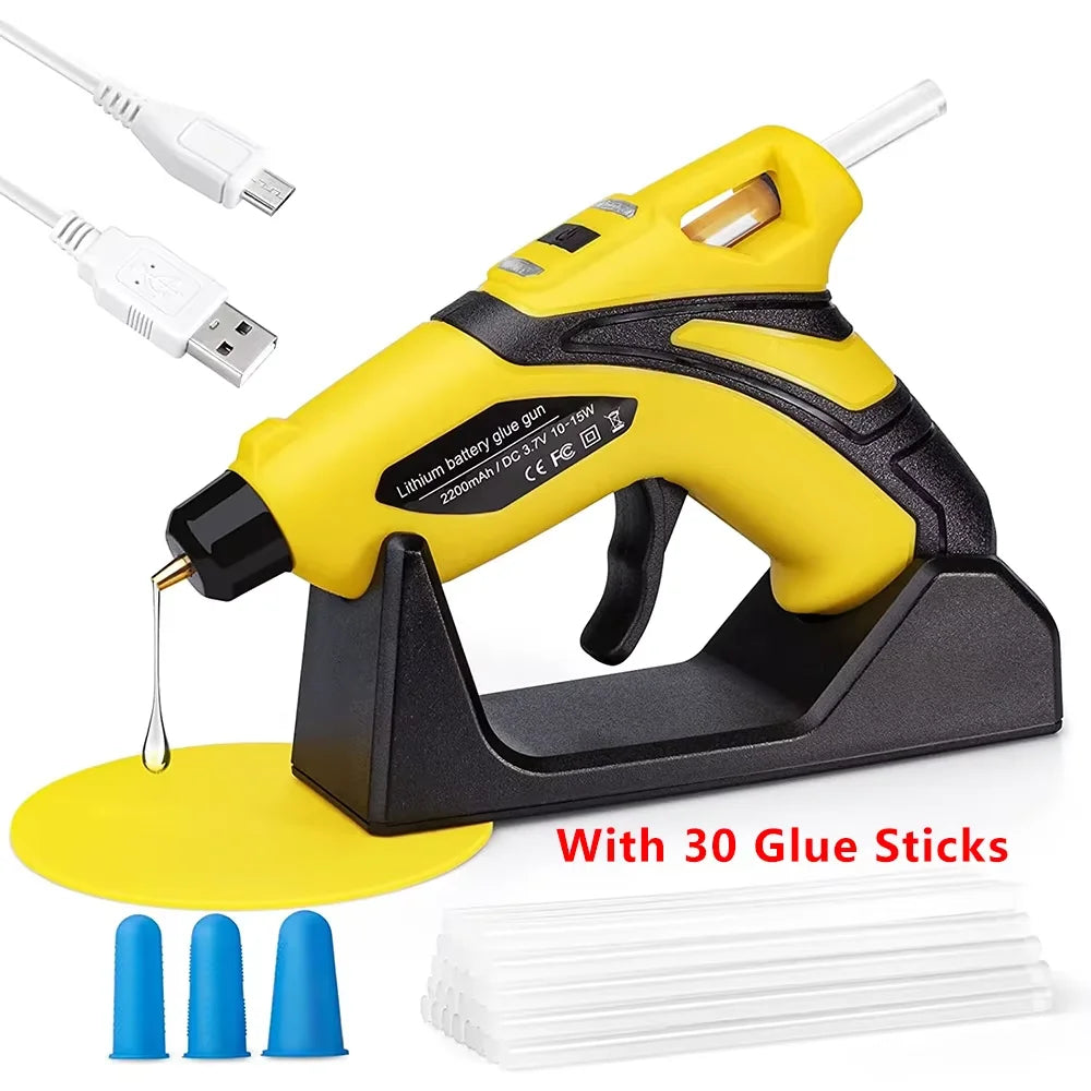 Rechargeable Cordless Mini Hot Melt Glue Gun Kit with 30 Glue Sticks Fast Preheating