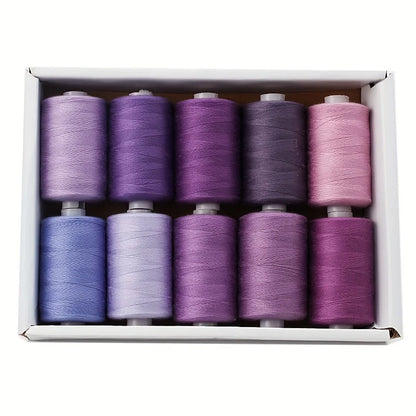 Sewing Thread - 10 Polyester Threads for Hand Stitching, Quilting & Sewing Machine - Set of 1000 yds Per Spool