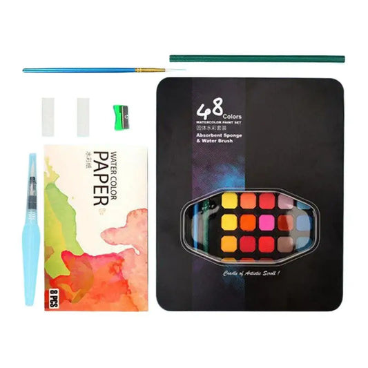 Paint Set 48 Colors Watercolor Paints Set Sketching Palette Travel Art Kit
