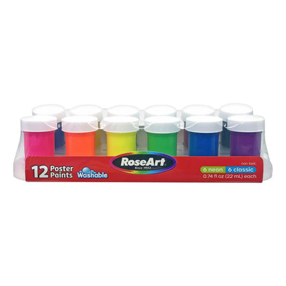 (4 pack) RoseArt Washable Tandem Paint, 12 Vibrant Colors