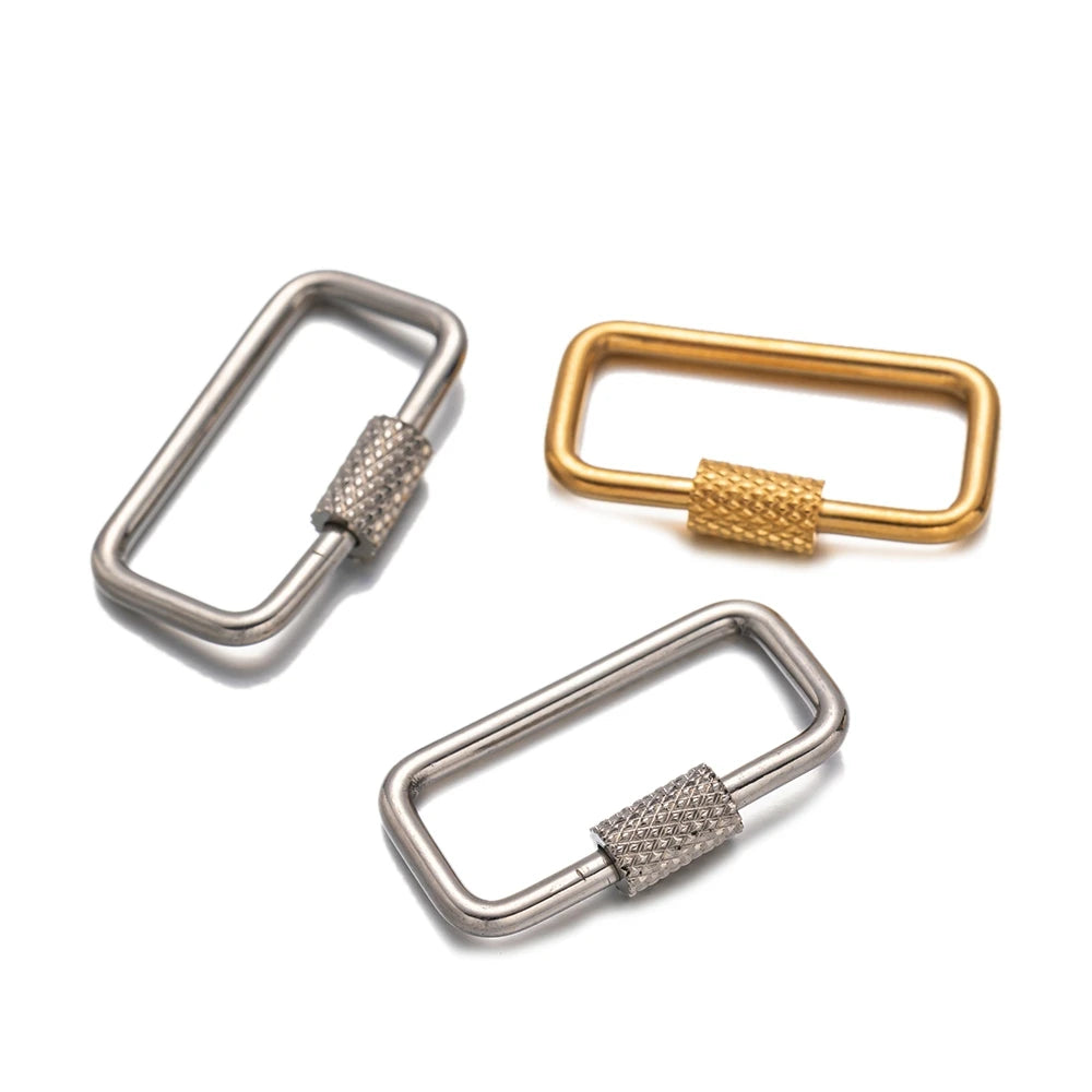 5pcs Stainless Steel Oval Star Buckle Carabiner Screw Lock Clasps For DIY Key ring Keychain Jewelry Making Supplies Accessories