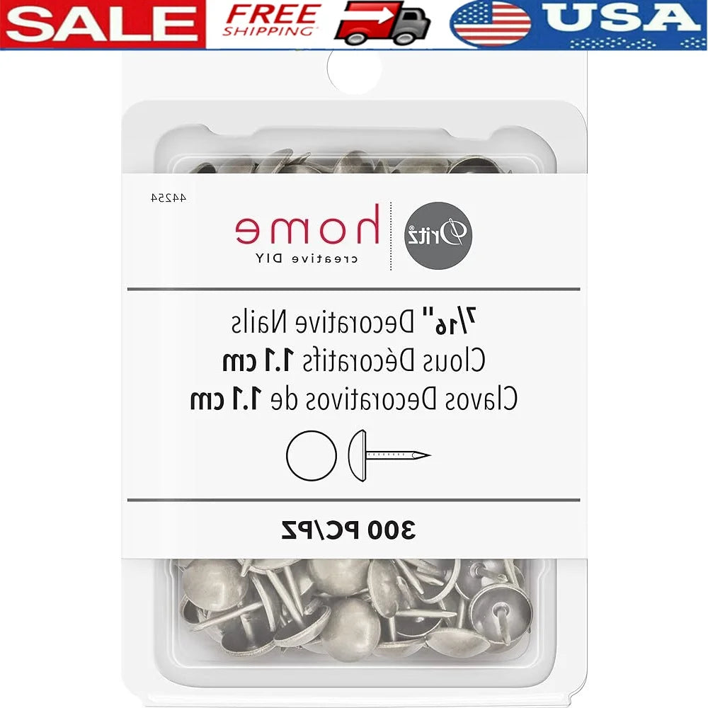 300-Piece Brushed Nickel Decorative Nails Smooth Surface Finishing Nails Fabric Projects Upholstery