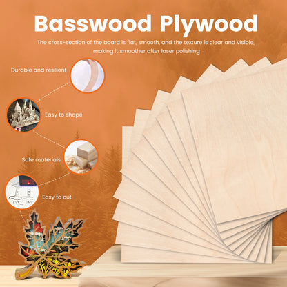 10pcs 300*300mm Plywood for Laser Engraving Cutting Wood Sheets