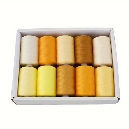 Sewing Thread - 10 Polyester Threads for Hand Stitching, Quilting & Sewing Machine - Set of 1000 yds Per Spool