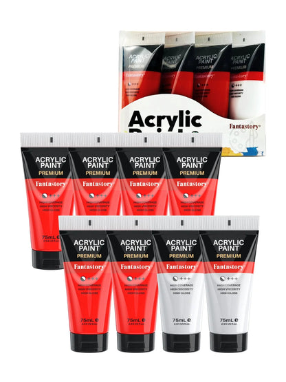 Acrylic Paints 20 oz, 8 Pack (6 Red & 2 White) Tubes, Premium Thick Craft Paints