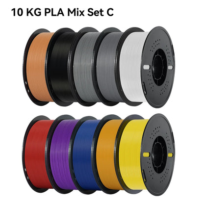 KINGROON 22LBS PETG or PLA filament 3D Printer Filament 10 Rolls 1KG 1.75MM Eco-Friendly Good Toughness Mix Color